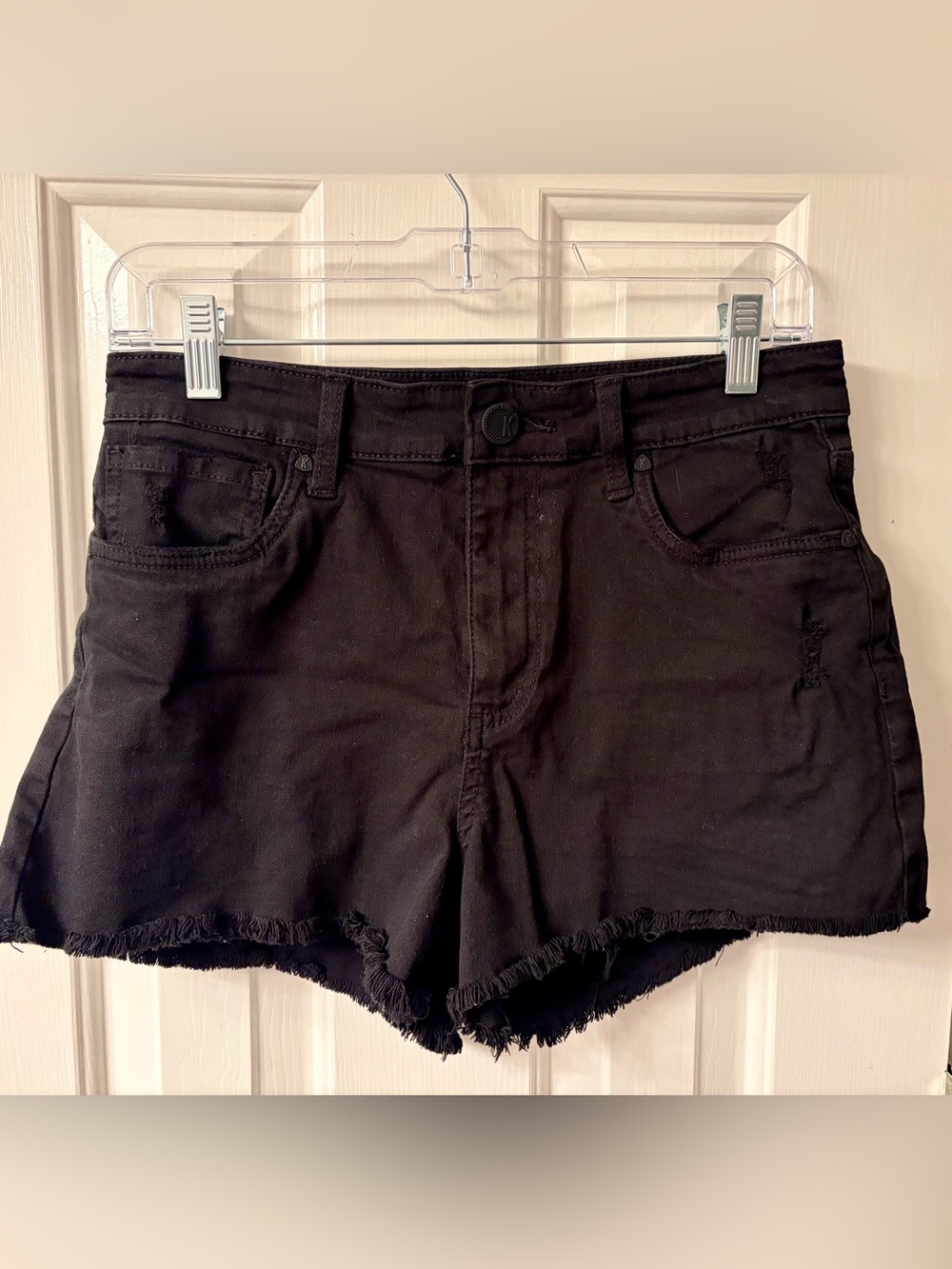 Kut from the Kloth Black Frayed Hem Denim Shorts